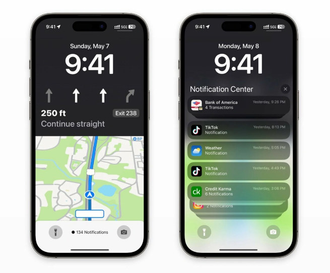 巴里坤苹果维修服务分享iOS17锁屏地图导航半屏显示长什么样 